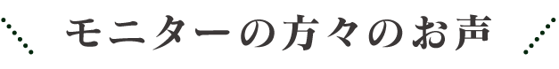 モニターの方々のお声